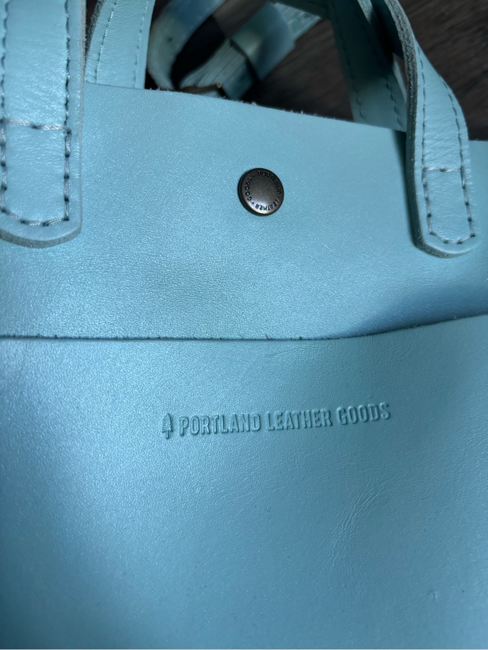 Portland Leather Goods Mini Crossbody tote in light blue - Picture 4 of 7